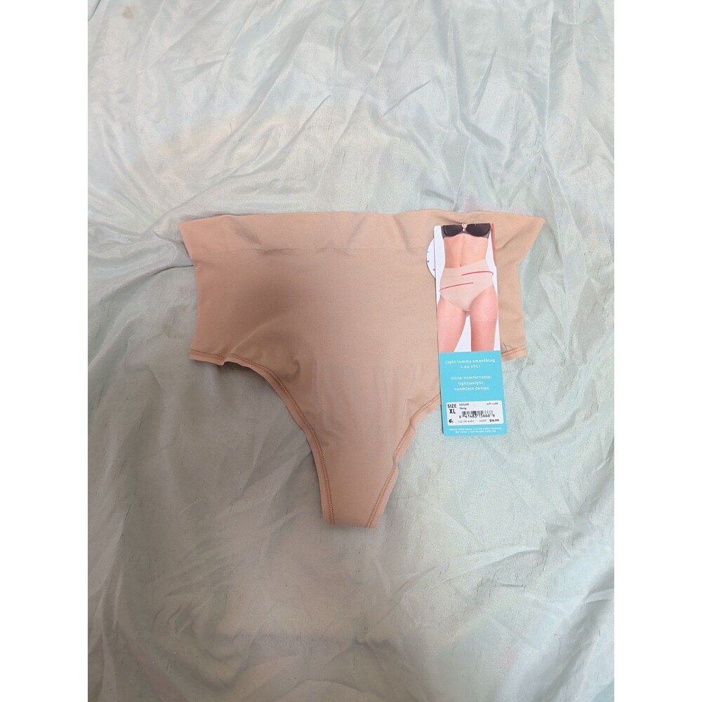 NWT ASSETS by SPANX Shaping Thong Womens XL  Light Compression Stretch Beige